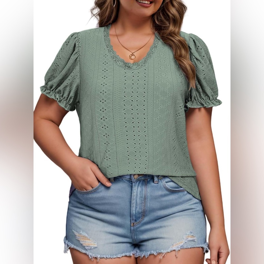 Plus-Size Eyelet Lace Top